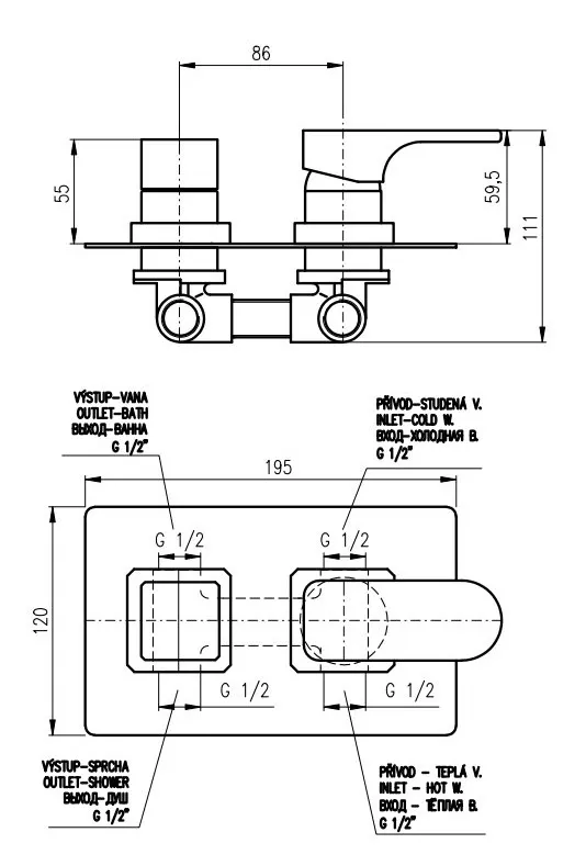 Смеситель для душа Rav Slezak Yukon YU186K