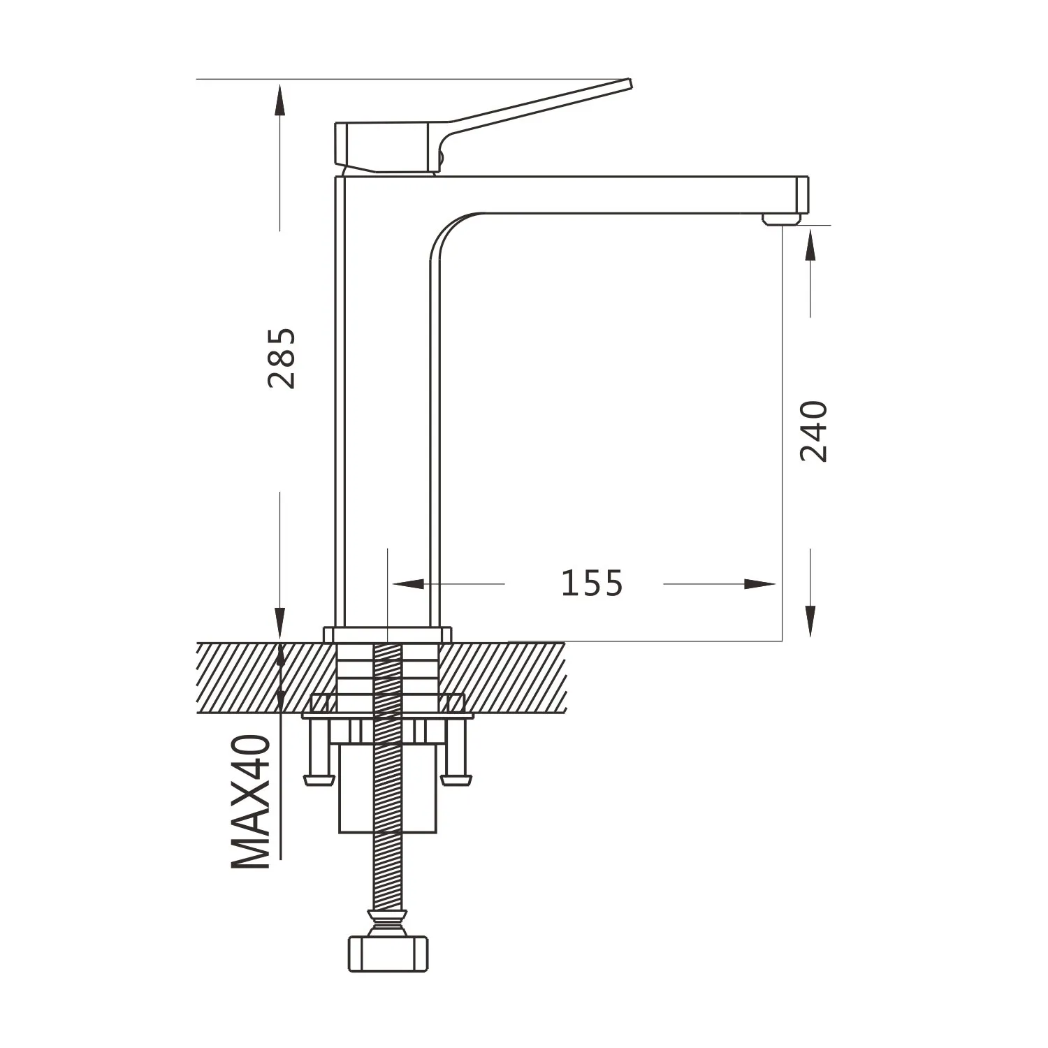 Смеситель для раковины Shevanik S9911T, оружейная сталь
