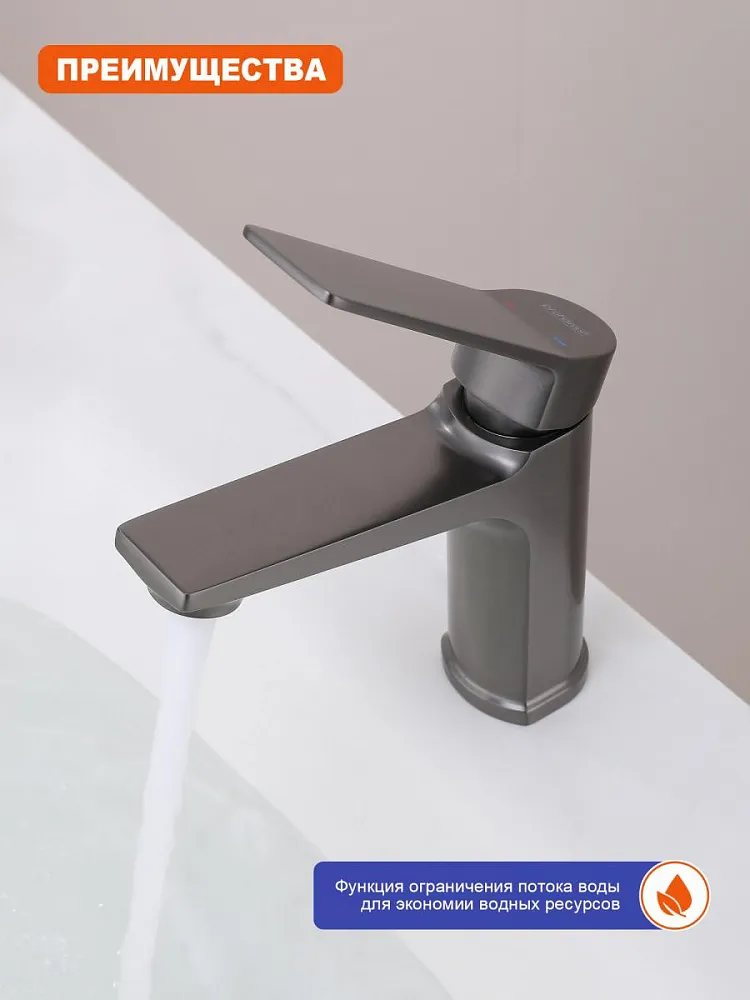 Смеситель для раковины Prohanss P66.10.09, графит