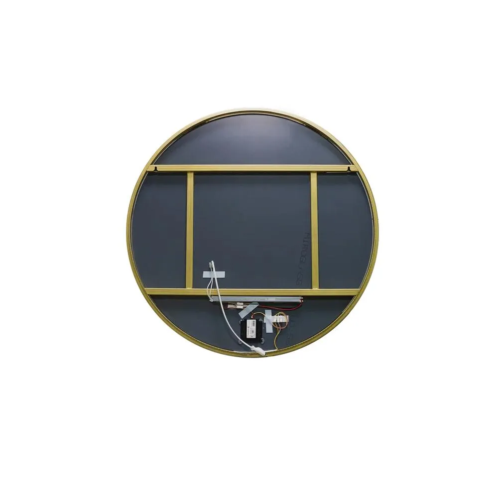 Зеркало Dreja SHINE 80х80 см, метал. рама, золото, беск. сенсор,  LED-подсветка, диммер