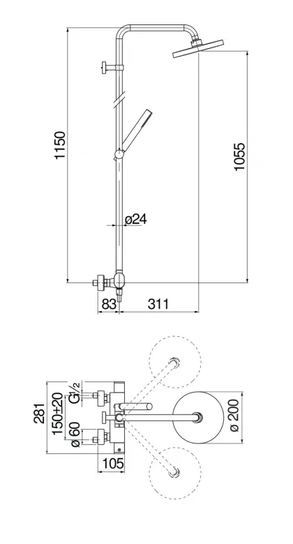 Душевая стойка Nobili Up UP94030/30CR Chrome