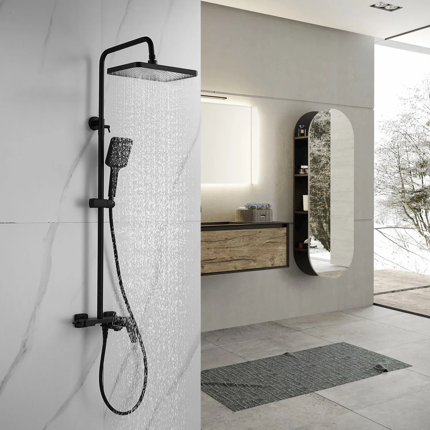 Душевая система Shevanik S4226H, черный