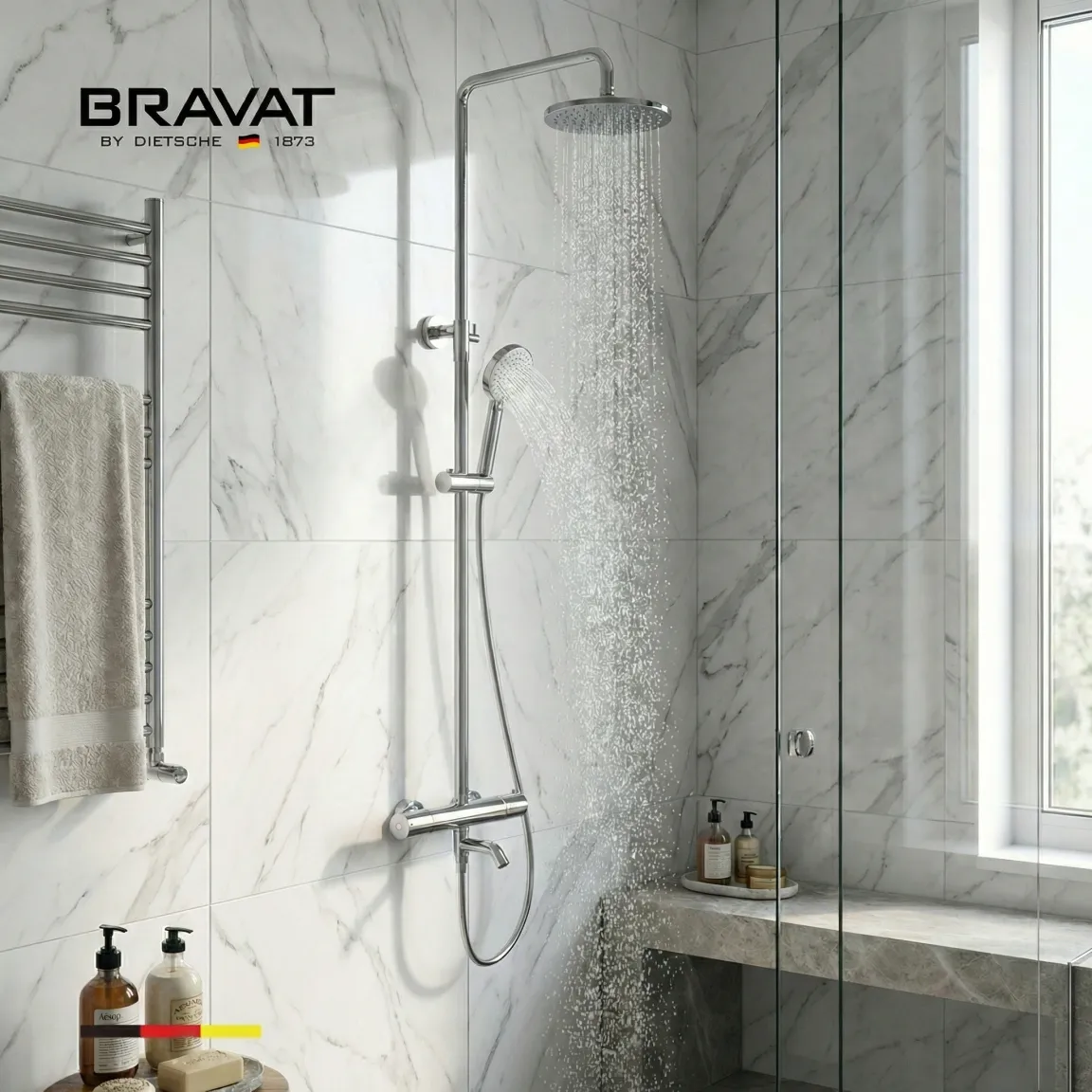 Душевая система с термостатическим смесителем цвет хром BRAVAT (F6812943CP-A-SW)