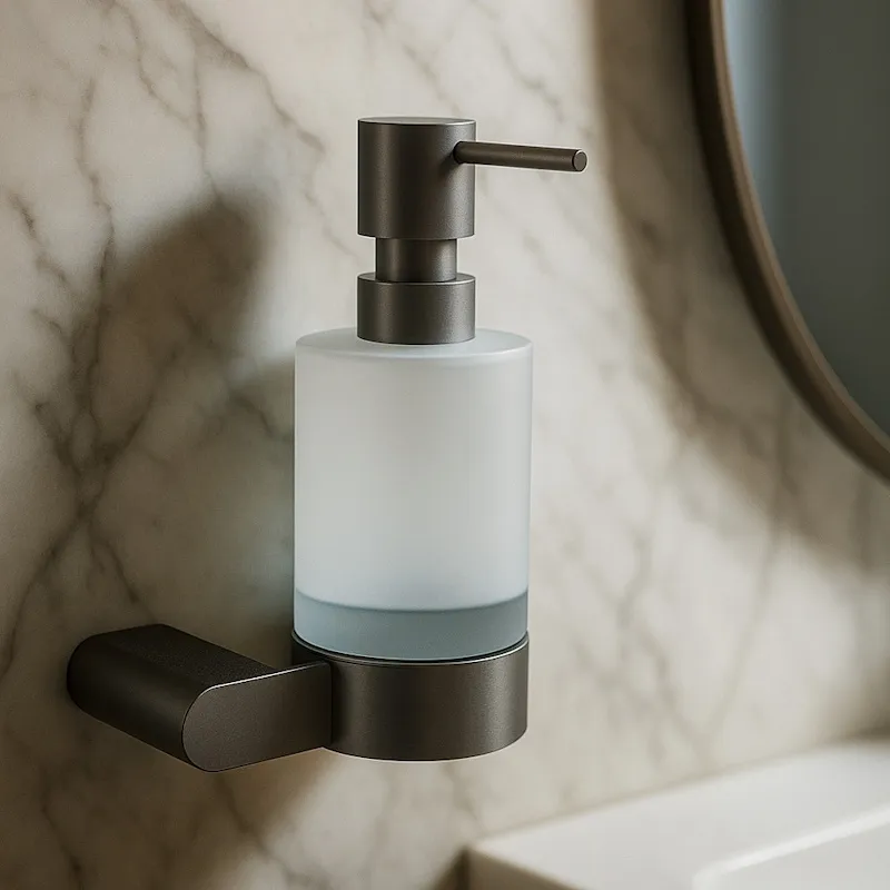 Дозатор жидкого мыла Knotlor LD102GM, оружейная сталь