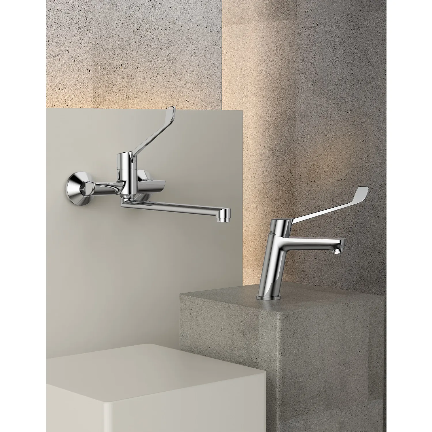 Смеситель для раковины с хирургической ручкой  Splenka S08.21, хром