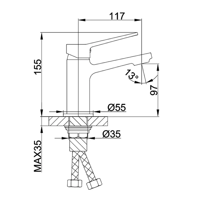 Смеситель для раковины Frap F1062-9, оружейная сталь