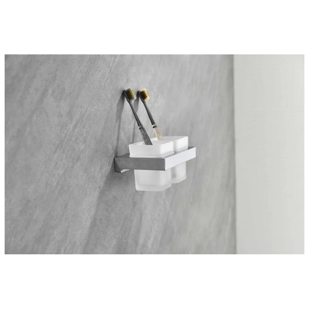 Стакан для ванной комнаты двойной Grocenberg AC0022CR, хром