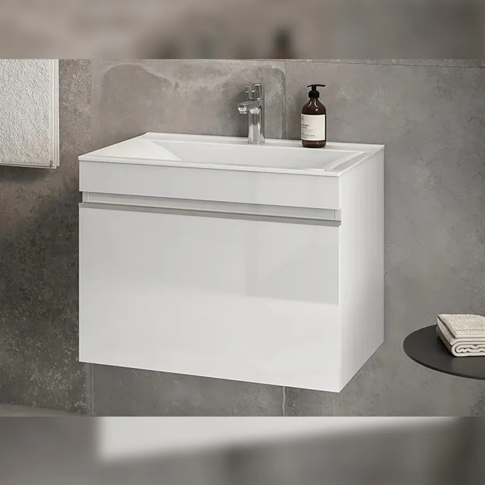 Тумба с раковиной подвесная Velvex Pulsus tp.PUL.PUL.70.1Y белый глянец, 70 см