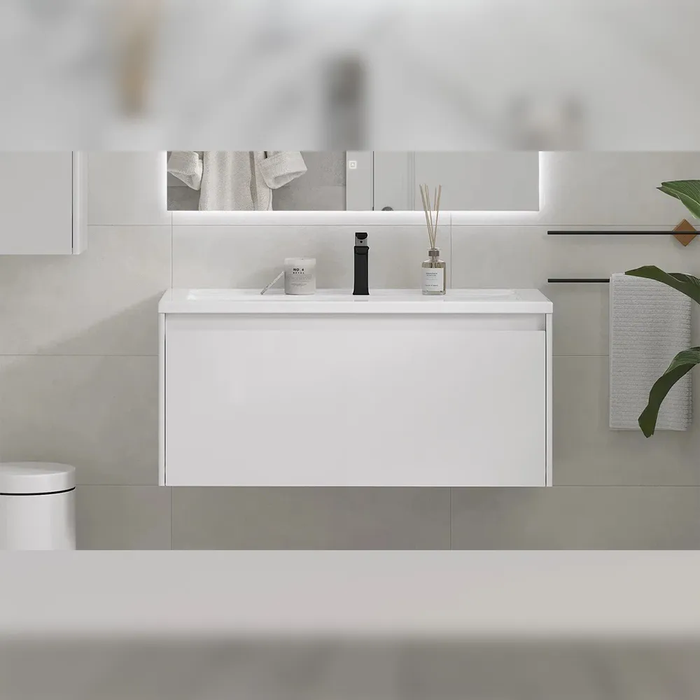 Тумба с раковиной подвесная Velvex Klaufs tp.KLA.MAR.100.1Y белый, 100 см