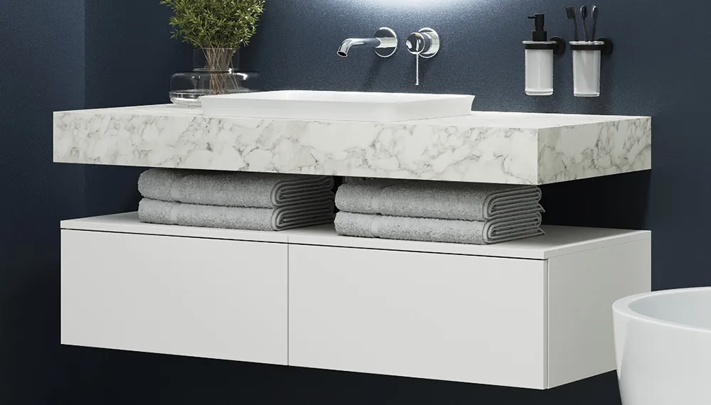 Столешница Velvex Unit 120, белый мрамор (st.UNI.120-630)