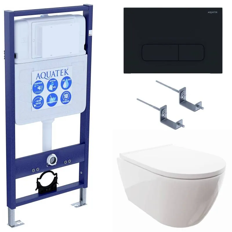 SET AQUATEK ПОЛАРИС (рама AQUATEK Standard INS-0000012+унитаз ПОЛАРИС AQ0700-00 с тонким сиденьем soft-close+ крепеж KKI-0000002 +панель KDI-0000017)