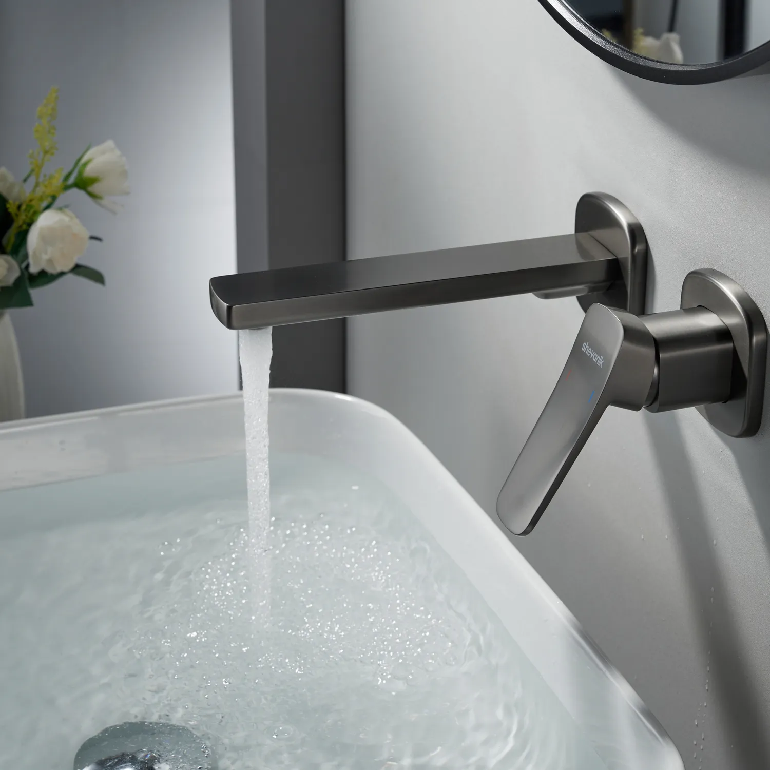 Смеситель для раковины встраиваемый Shevanik S9941T, оружейная сталь