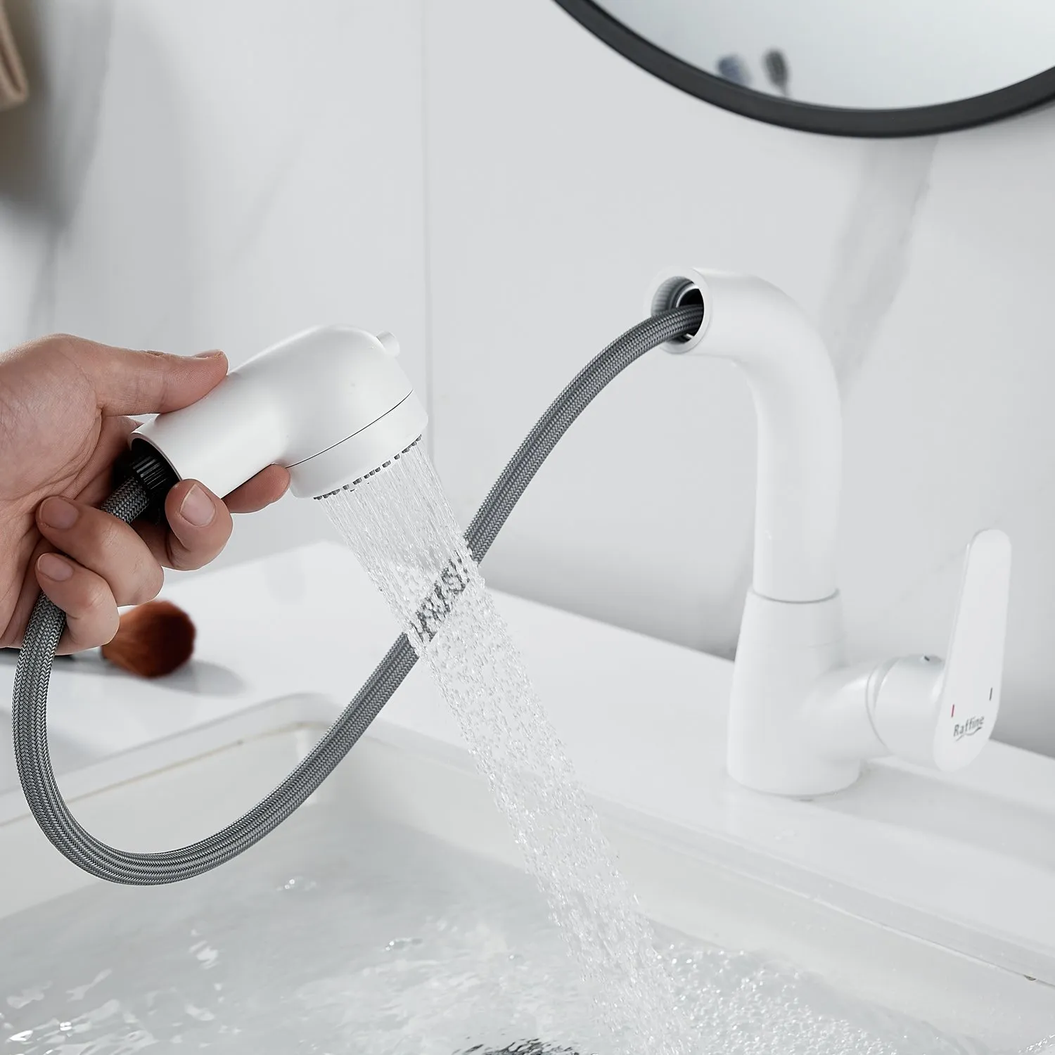 Смеситель для раковины многофункциональный Raffine F291C, белый