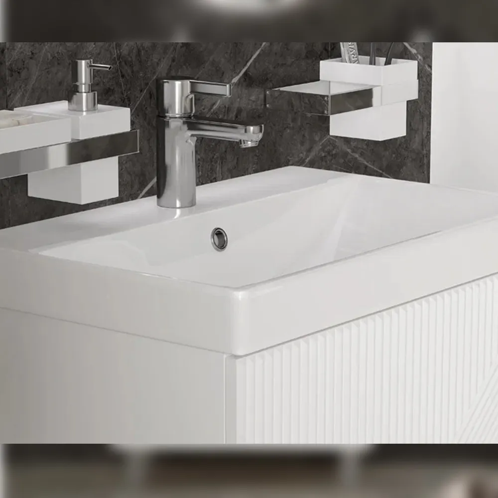 Тумба с раковиной напольная Velvex Edge tn.EDG.9696.60.2Y белый глянец, 60 см