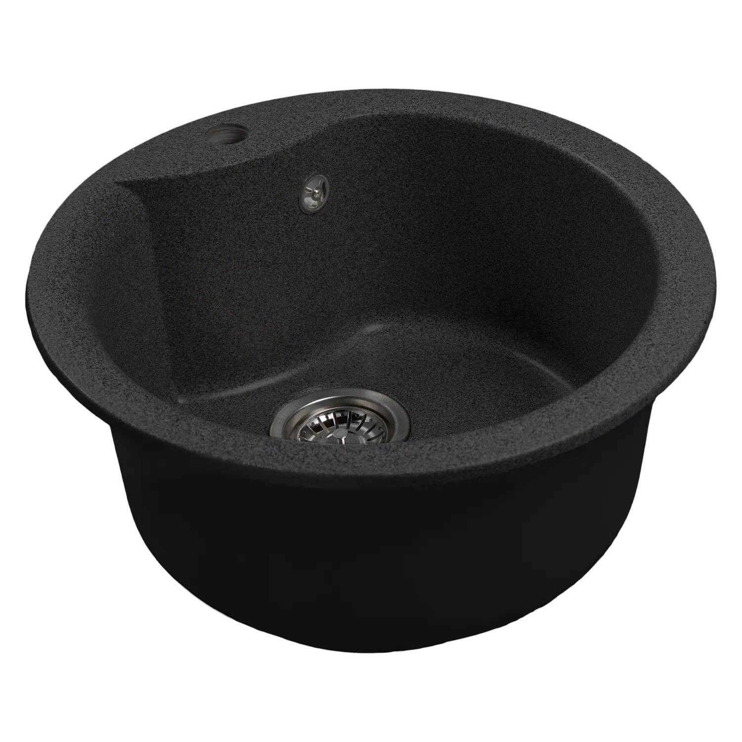 Мойкa MIXLINE МЛ-ГМС101 (ML-GMS101) СТАНДАРТ круглая, черный (308), 480 мм (глуб. чаши 190) (558080)