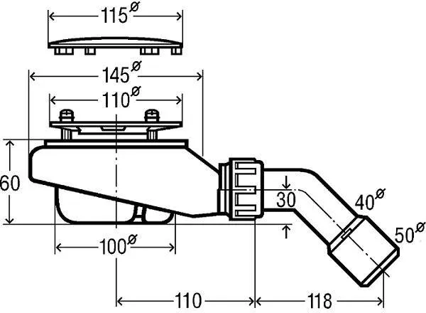 Сифон для плоских душевых поддонов Viega Tempoplex 634100
