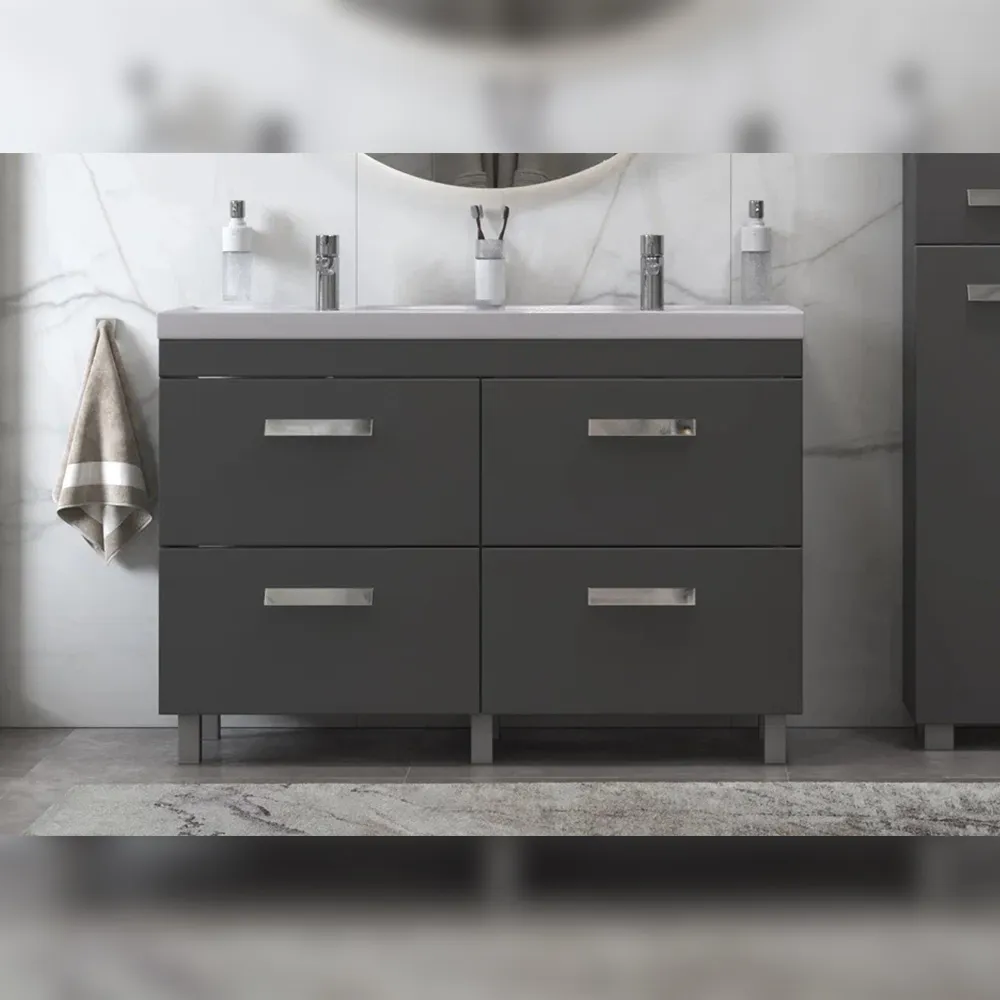 Тумба с раковиной напольная Velvex Orlando tn.ORL.CLA.120.4Y графит, 120 см