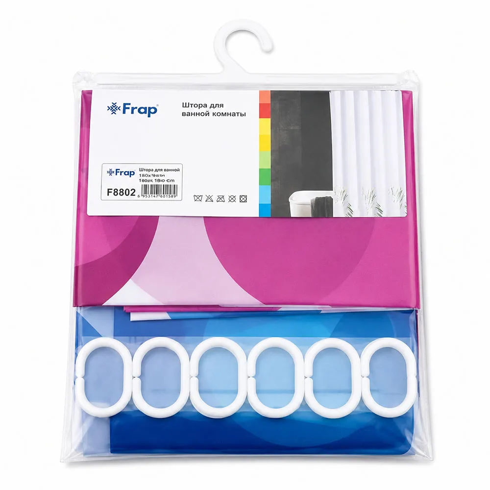 Штора для ванной FRAP F8802, разноцветный