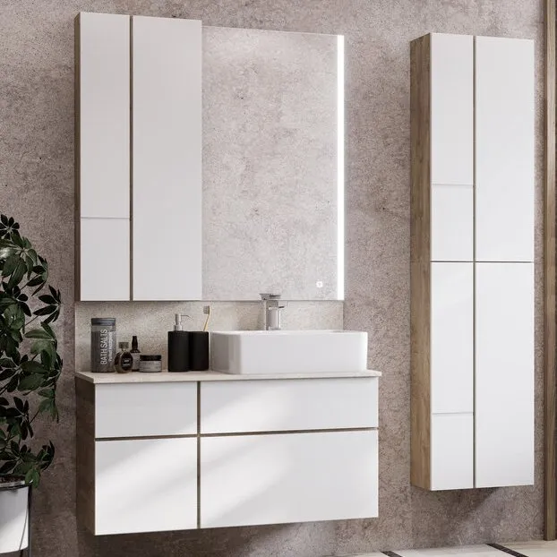 Столешница под раковину Aquaton с панелью Мишель 100 керамогранит 1A253303MIX40