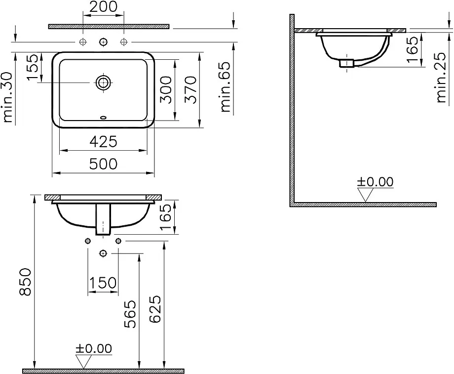 Раковина встраиваемая Vitra S20 (5474B003-0618) (43 см)