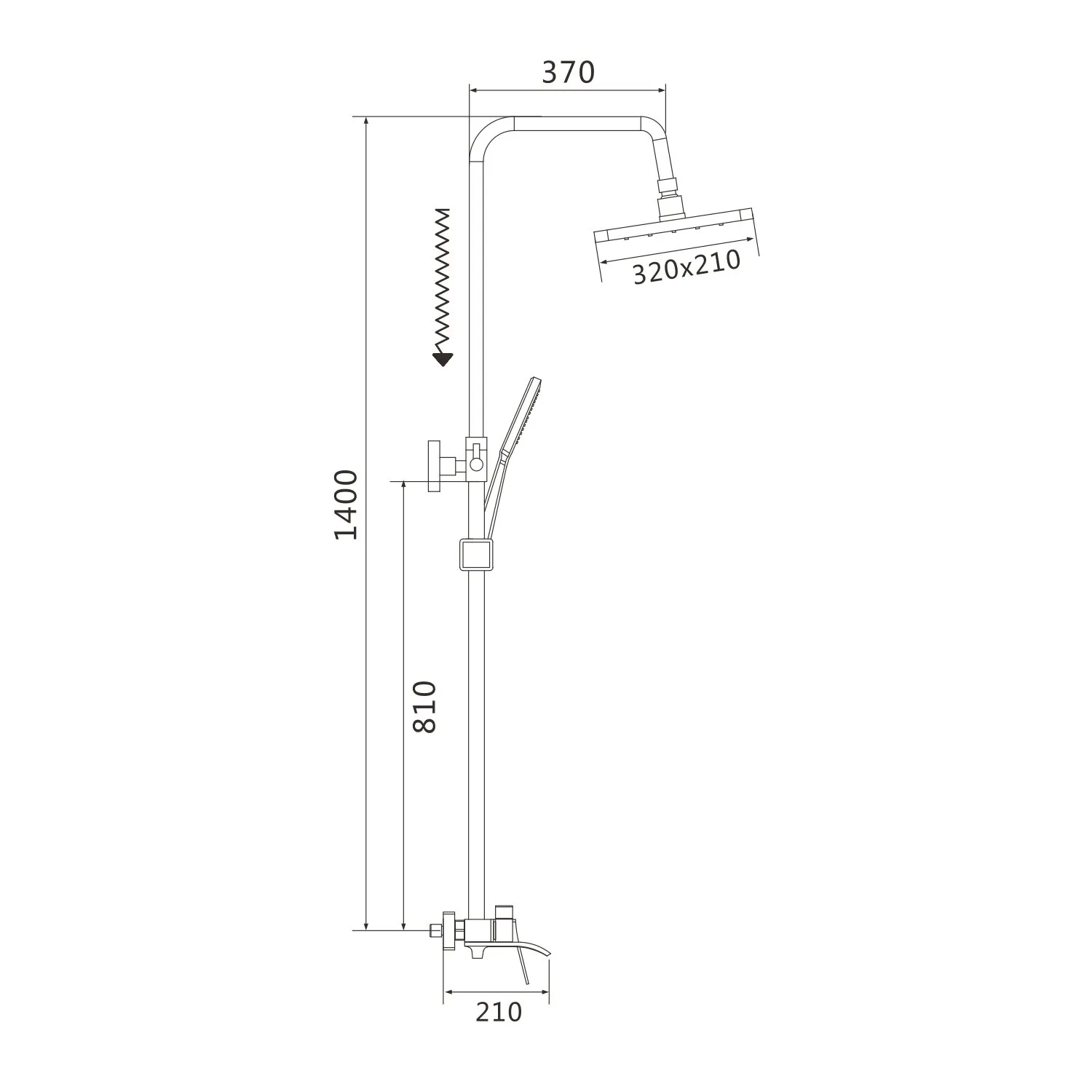 Душевая система Shevanik S4136H, черный
