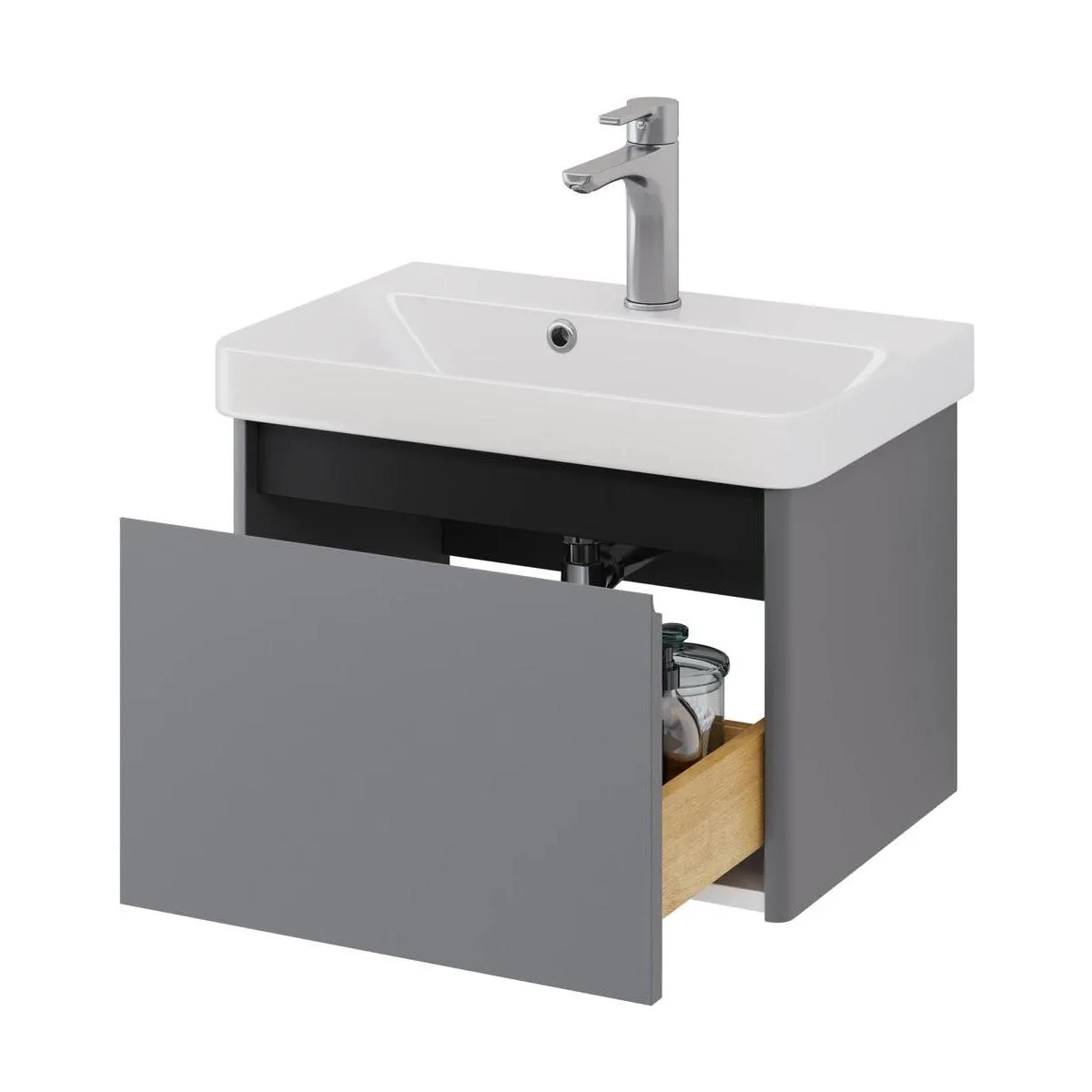 Тумба под раковину подвесная Dreja Luxury 55 см, серый базальт