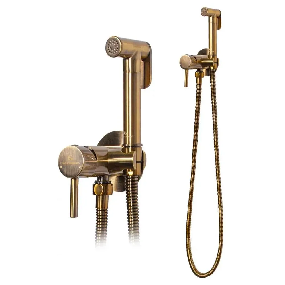 Гигиенический душ со смесителем встраиваемый Grocenberg GB001BR, бронза
