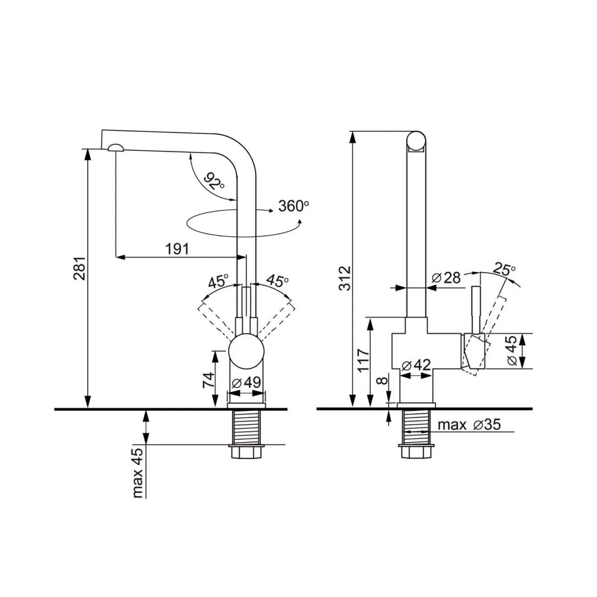 Смеситель для кухни Ulgran U-022-307, терракот