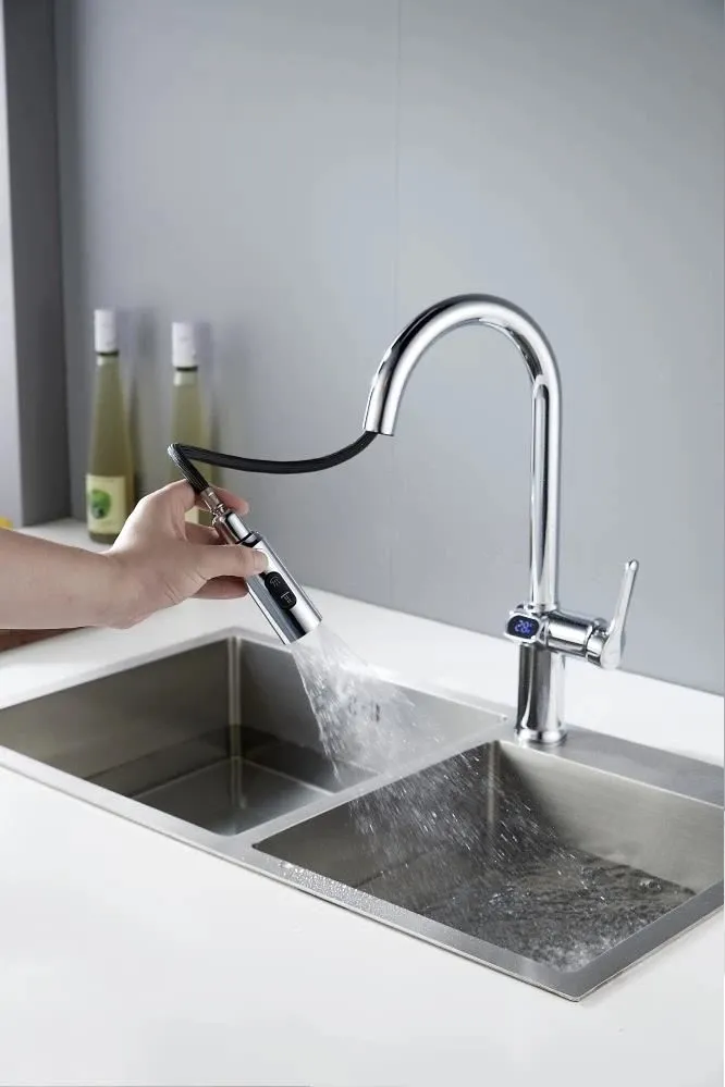 Смеситель для кухни с индикатором температуры Knotlor KN-100, хром