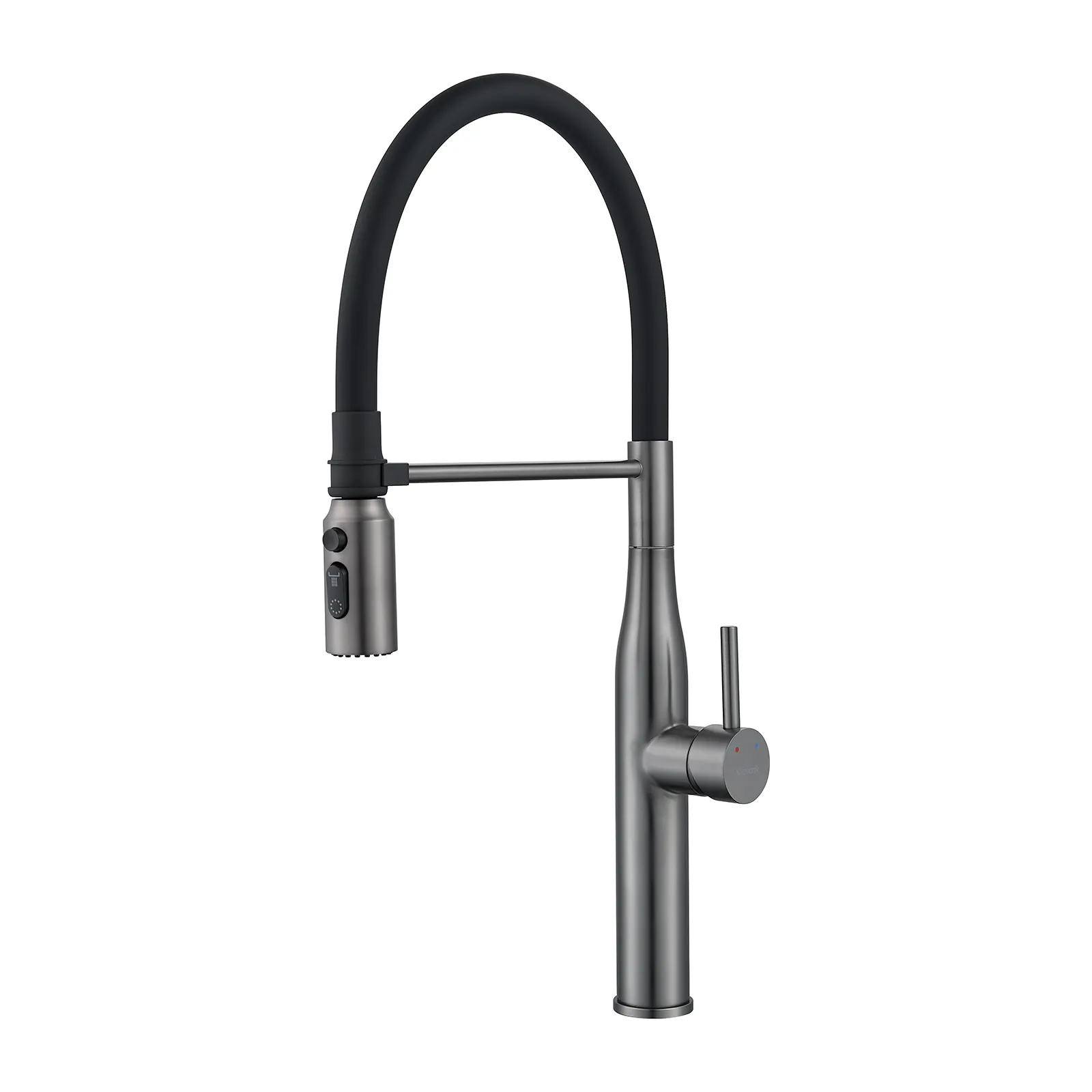 Смеситель для кухни с гибким изливом и режимом "душ" Shevanik S123T-3, оружейная сталь