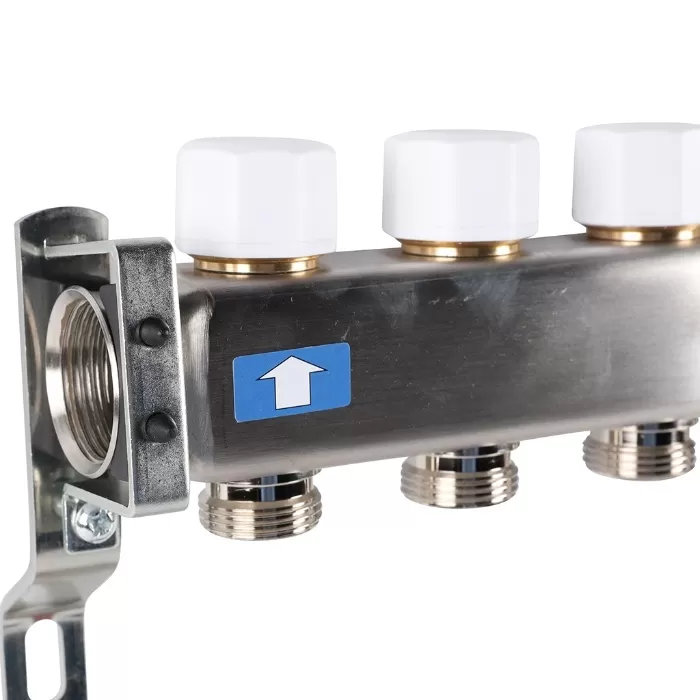 Коллектор Rommer 1"x3/4" на 12 контуров с запорными клапанами (нерж. сталь) (RMS-3200-000012)