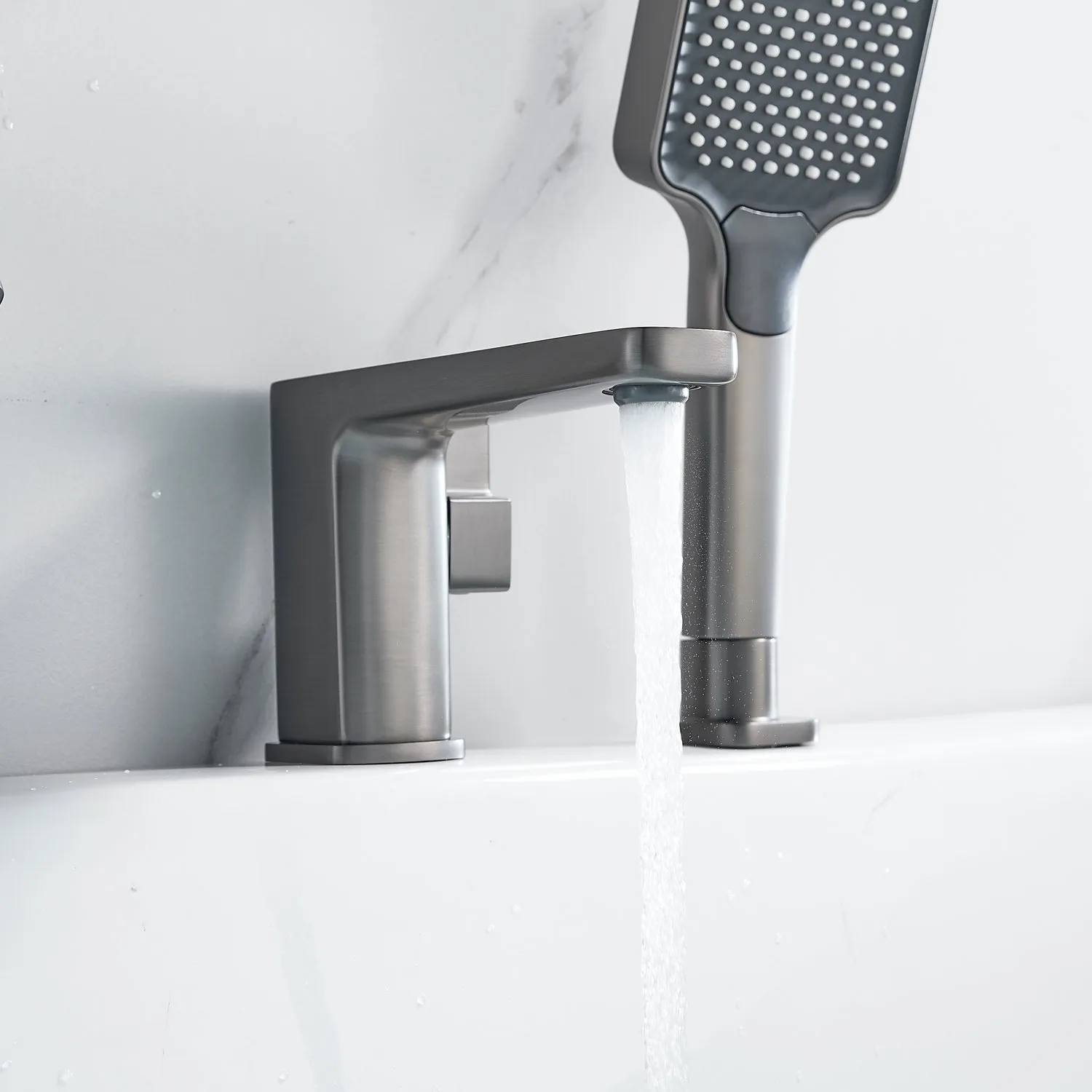 Смеситель на борт ванны Shevanik S9912T, оружейная сталь