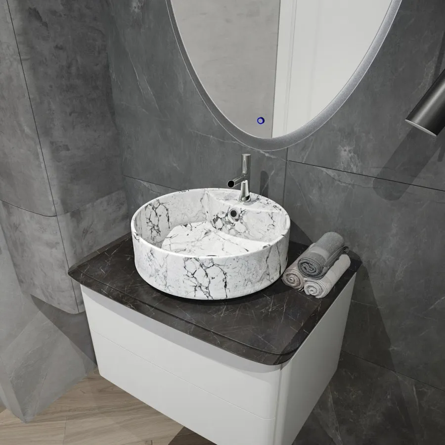 Раковина чаша Maretti EA13NS44-740MR, белый мрамор