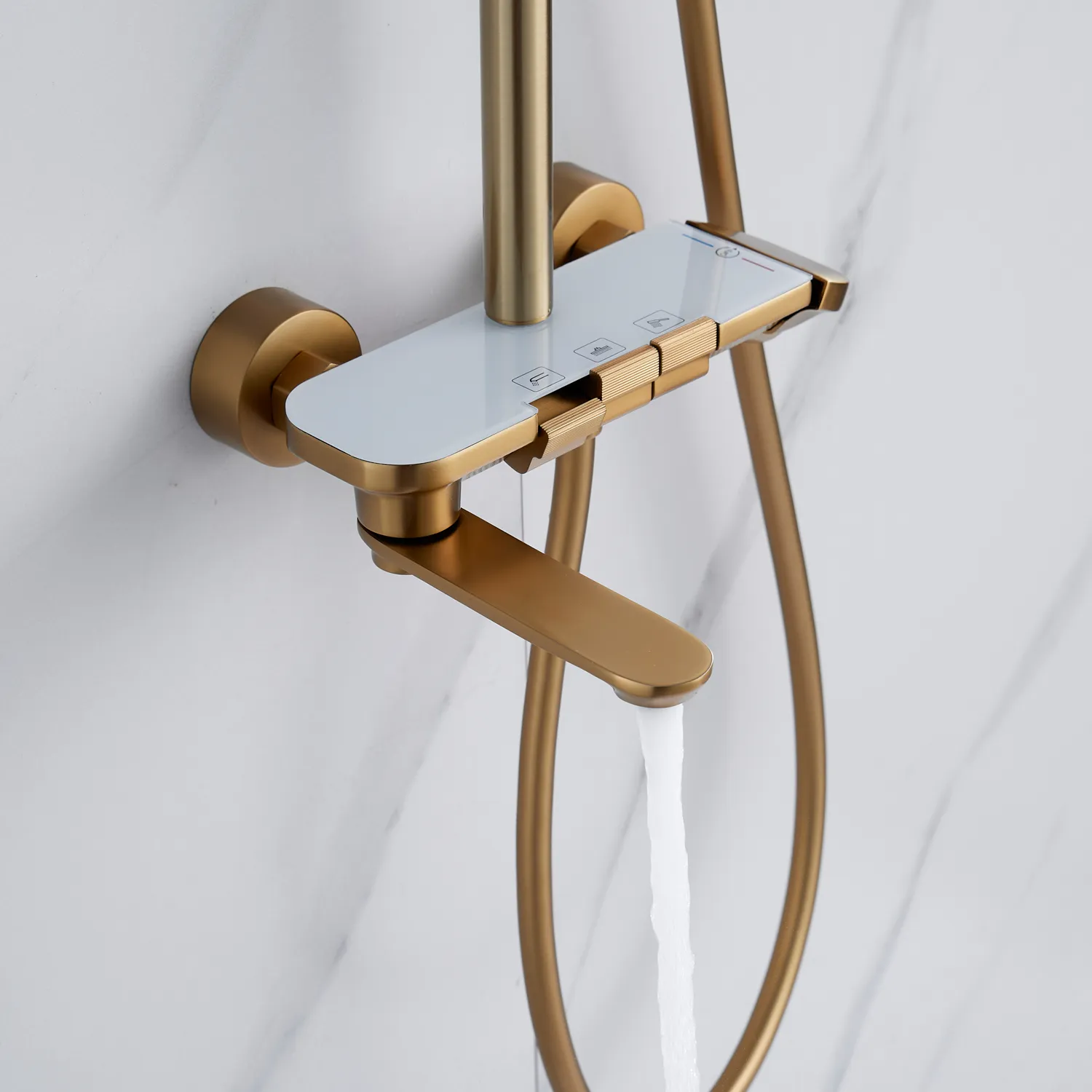 Душевая система Shevanik S4726G, золотой сатин