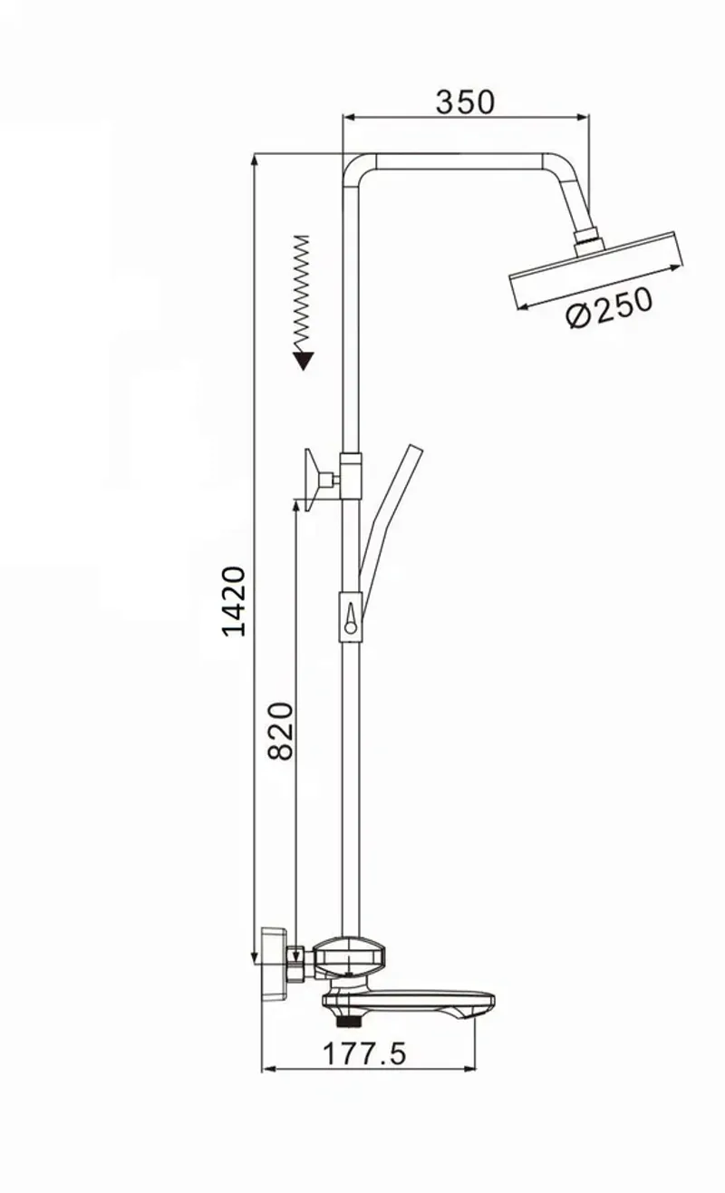 Душевая система с термостатом Rose R3996T, пепельный