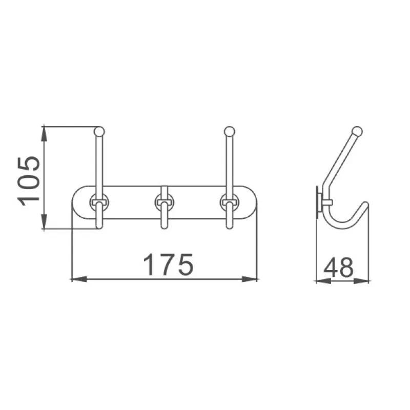 Планка с крючками для полотенец D-Lin D201854-3, хром