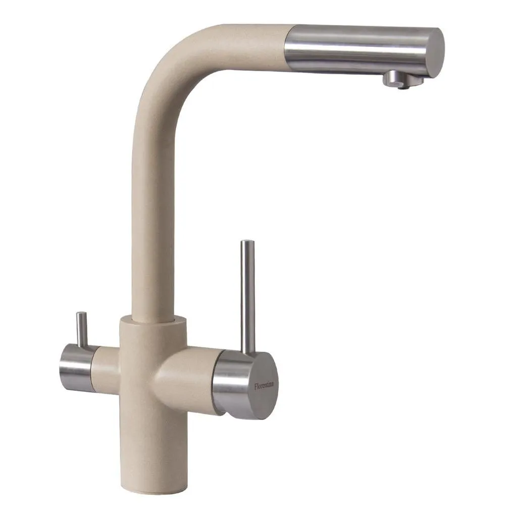 Смеситель для кухни с выдвижным изливом и подключением фильтра Florentina КРИСТАЛЛ 333.32H.2123.202, шампань