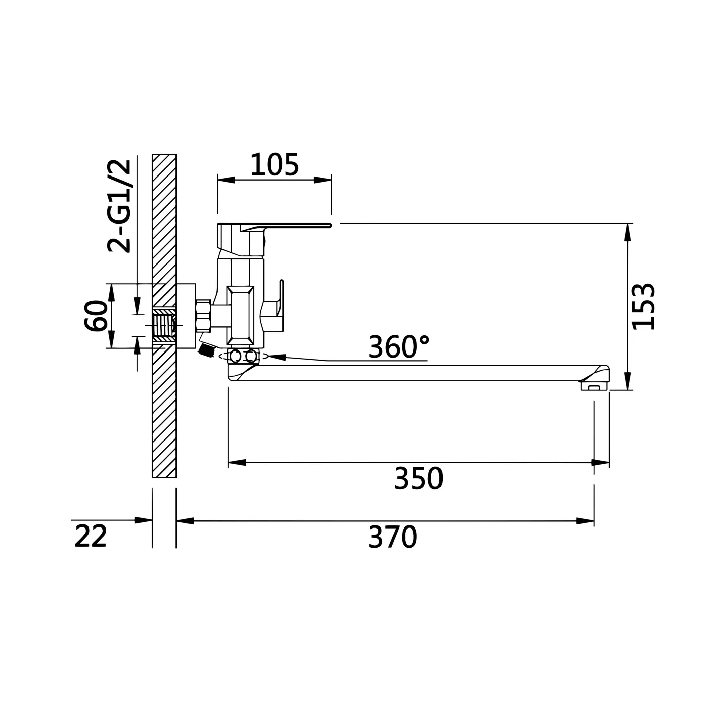 Смеситель для ванны D-Lin D147363-A, черный