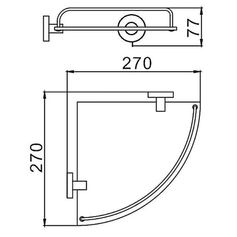 Полка стеклянная угловая D-Lin D264100, хром