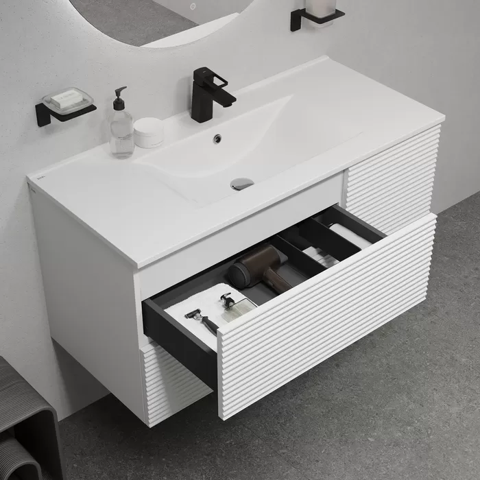Тумба с умывальником, подвесная, 100 см, белый, Bild, IDDIS, (BIL10W0i95K)