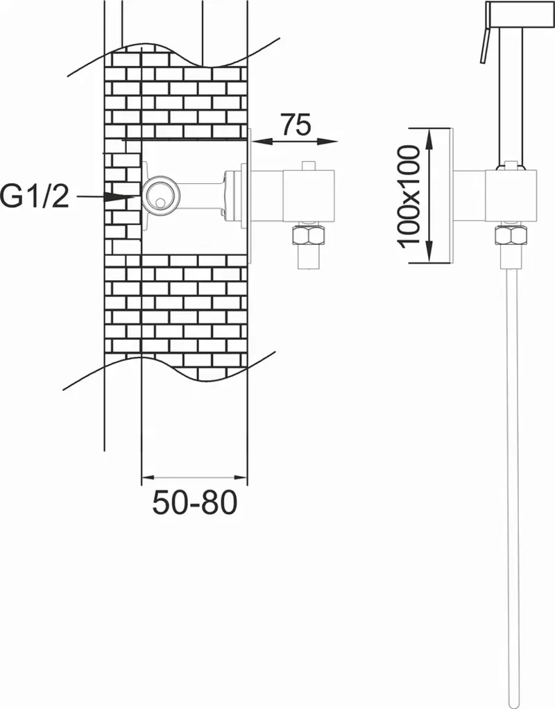 Гигиенический душ с термостатом Rose R965H, черный