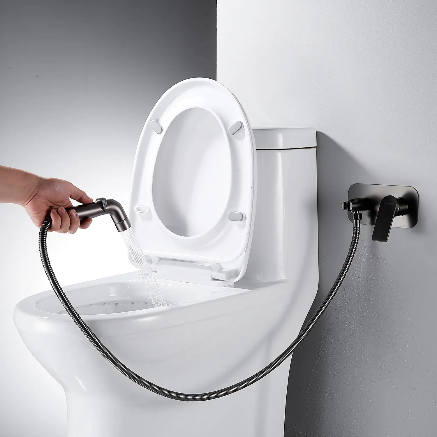 Гигиенический душ со смесителем Shevanik S4105T, оружейная сталь