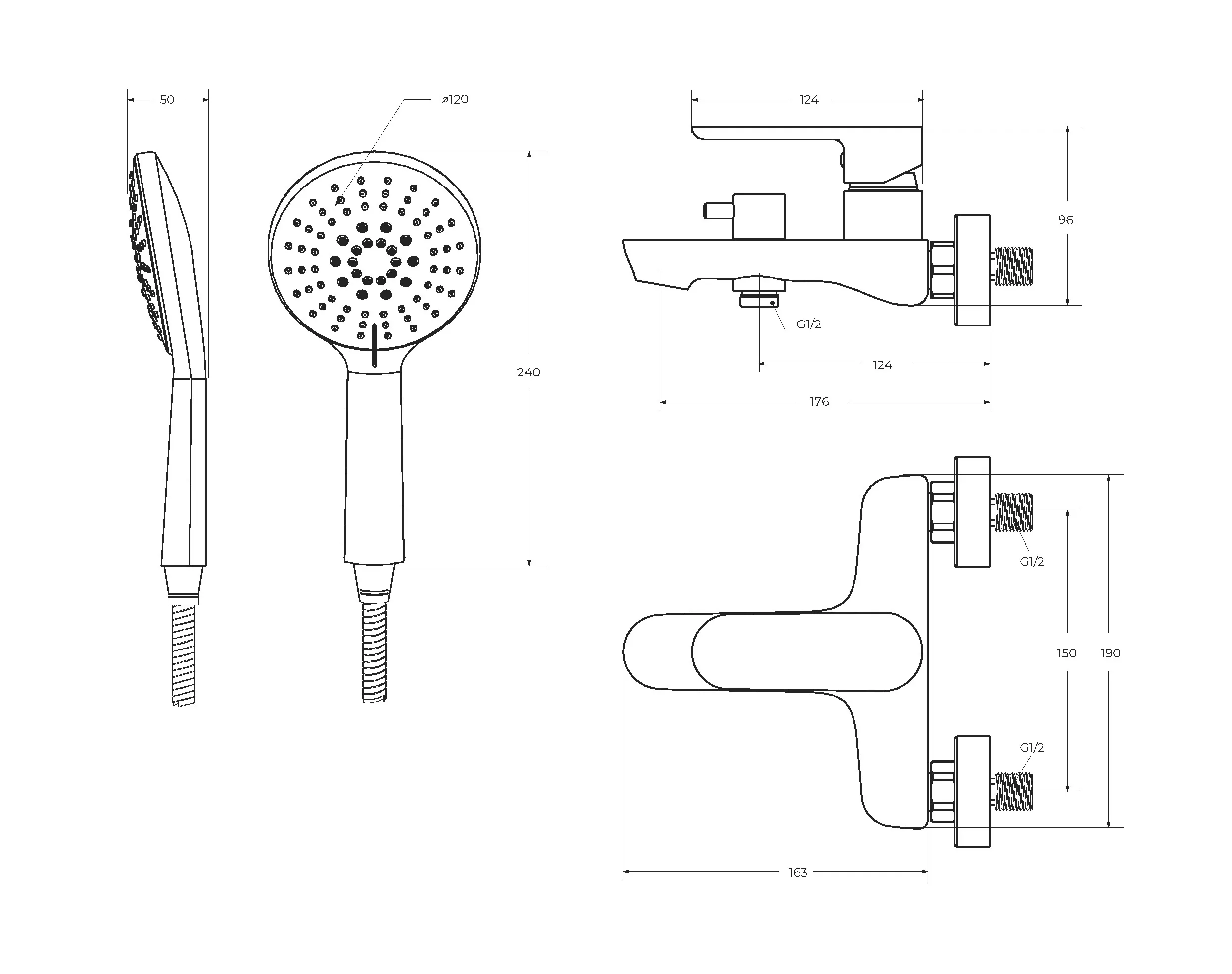 Смеситель для ванны и душа Cezares Stylus, брашированное золото (STYLUS-VD-BORO)