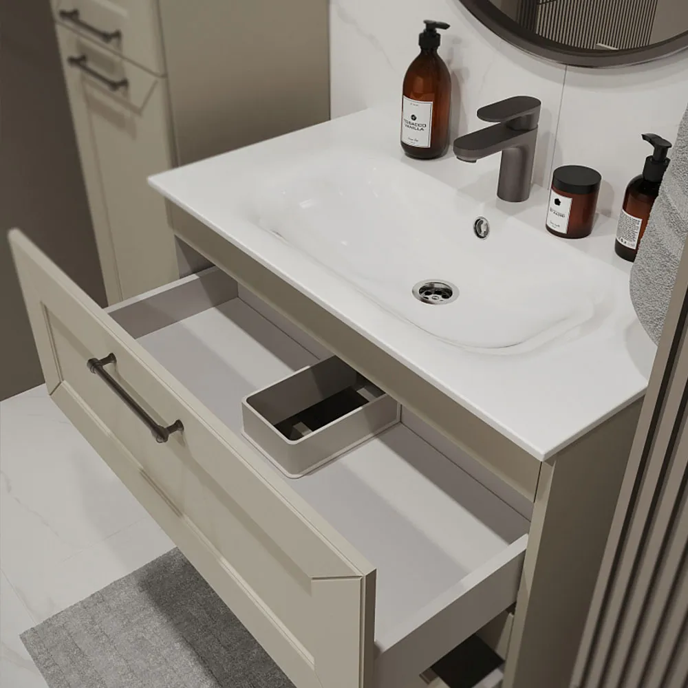 Тумба с раковиной подвесная (80см) Terminus Victoria VIC10802900101O, айвори