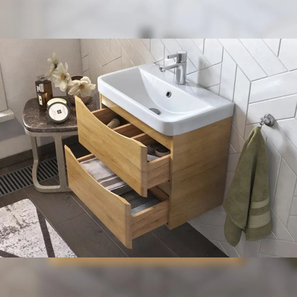 Тумба с раковиной подвесная Velvex Clay tp.CLA.9595.60.2Y дуб верона, 60 см