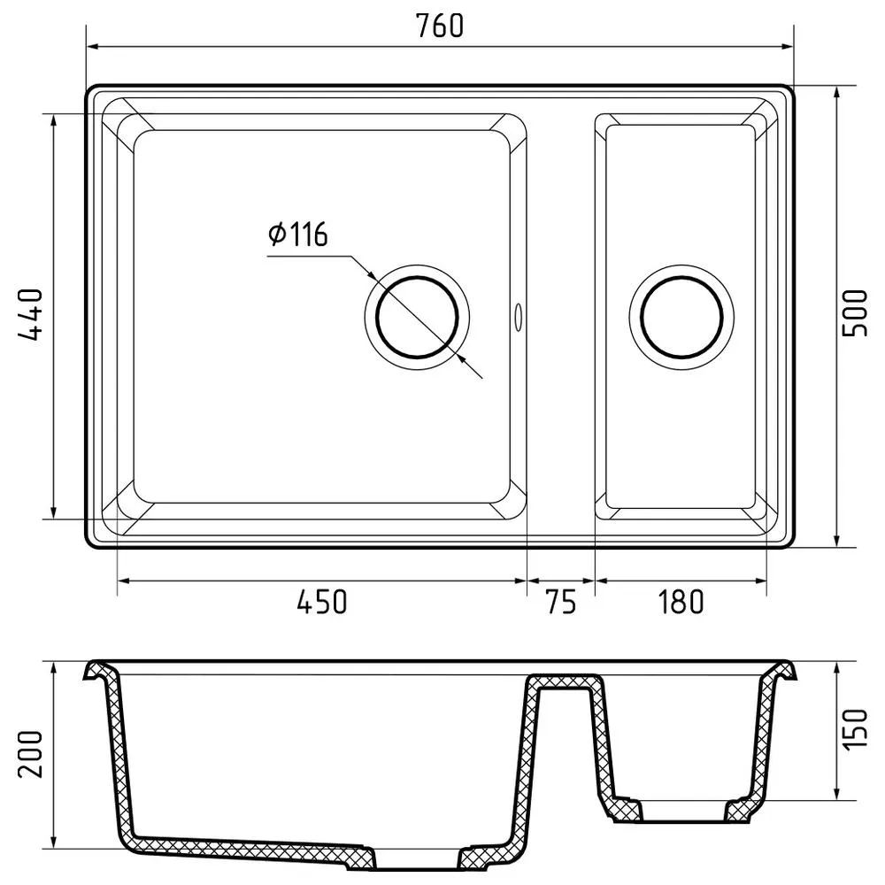 Кухонная мойка GranFest LEVEL 760K, терракот