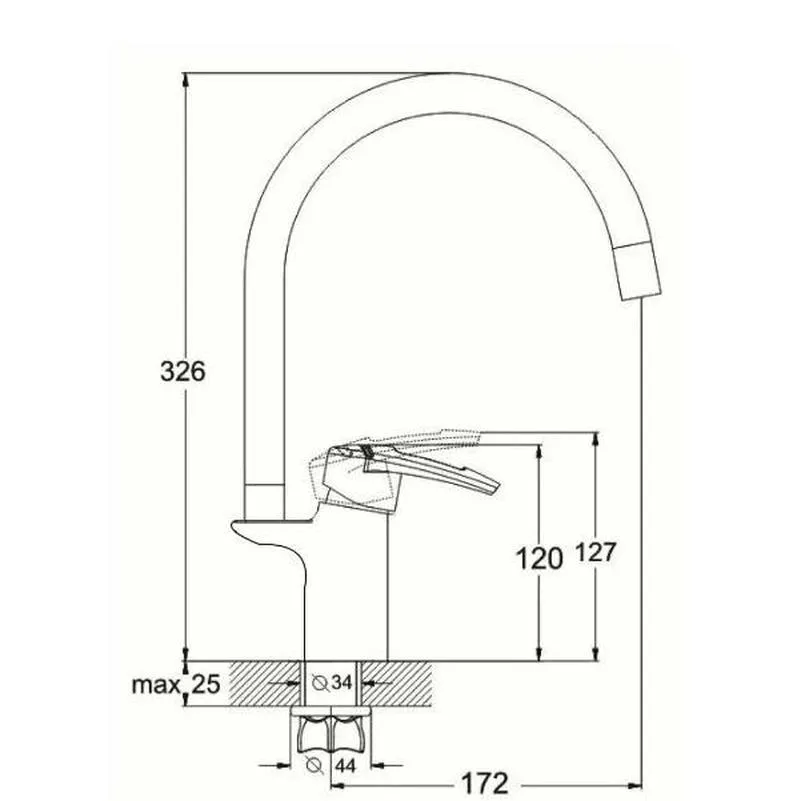Смеситель для кухни D-Lin D155460, хром