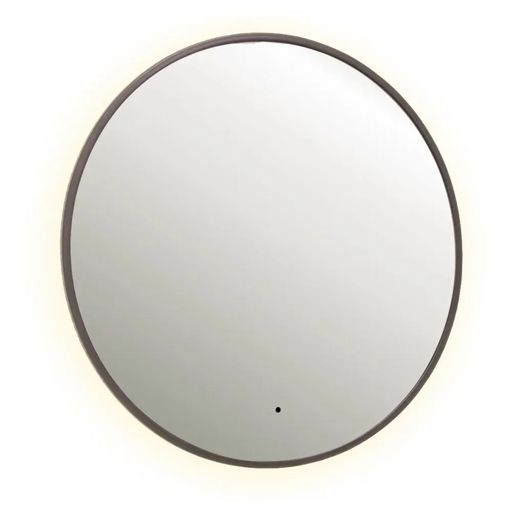 Зеркало Dreja SHINE 80х80 см, метал. рама, графит, беск. сенсор,  LED-подсветка, диммер