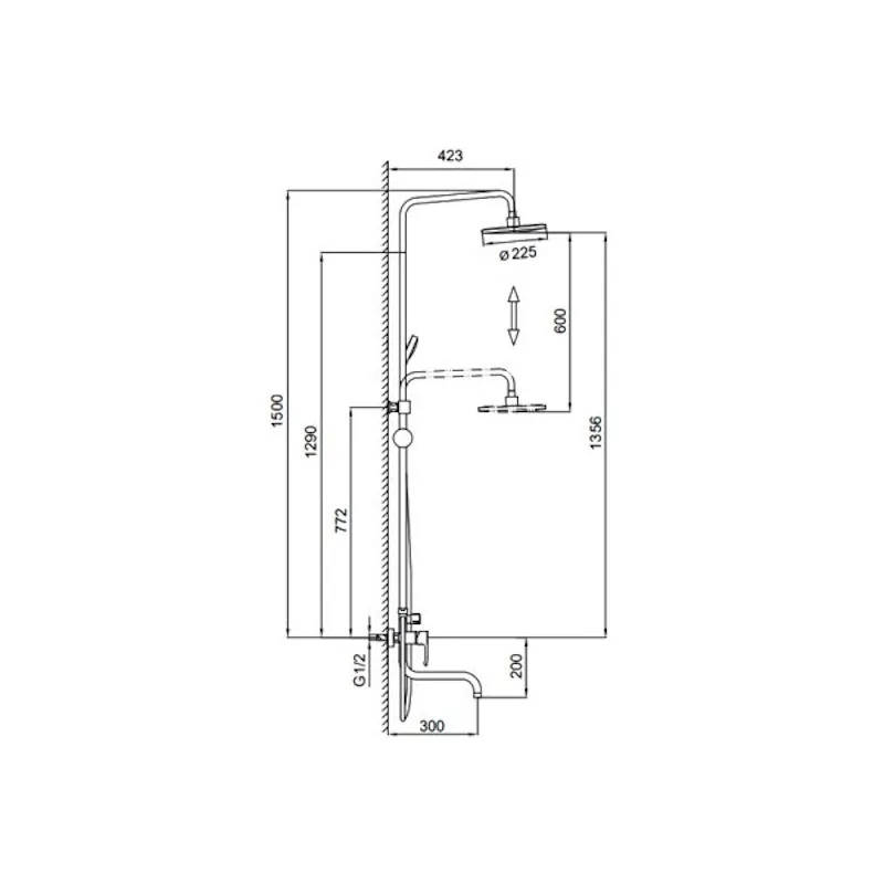Душевая система с крючками FRAP F24001, хром