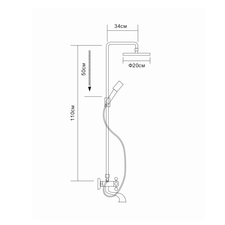 Душевая система D-Lin D10A12, хром